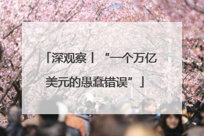 深观察丨“一个万亿美元的愚蠢错误”